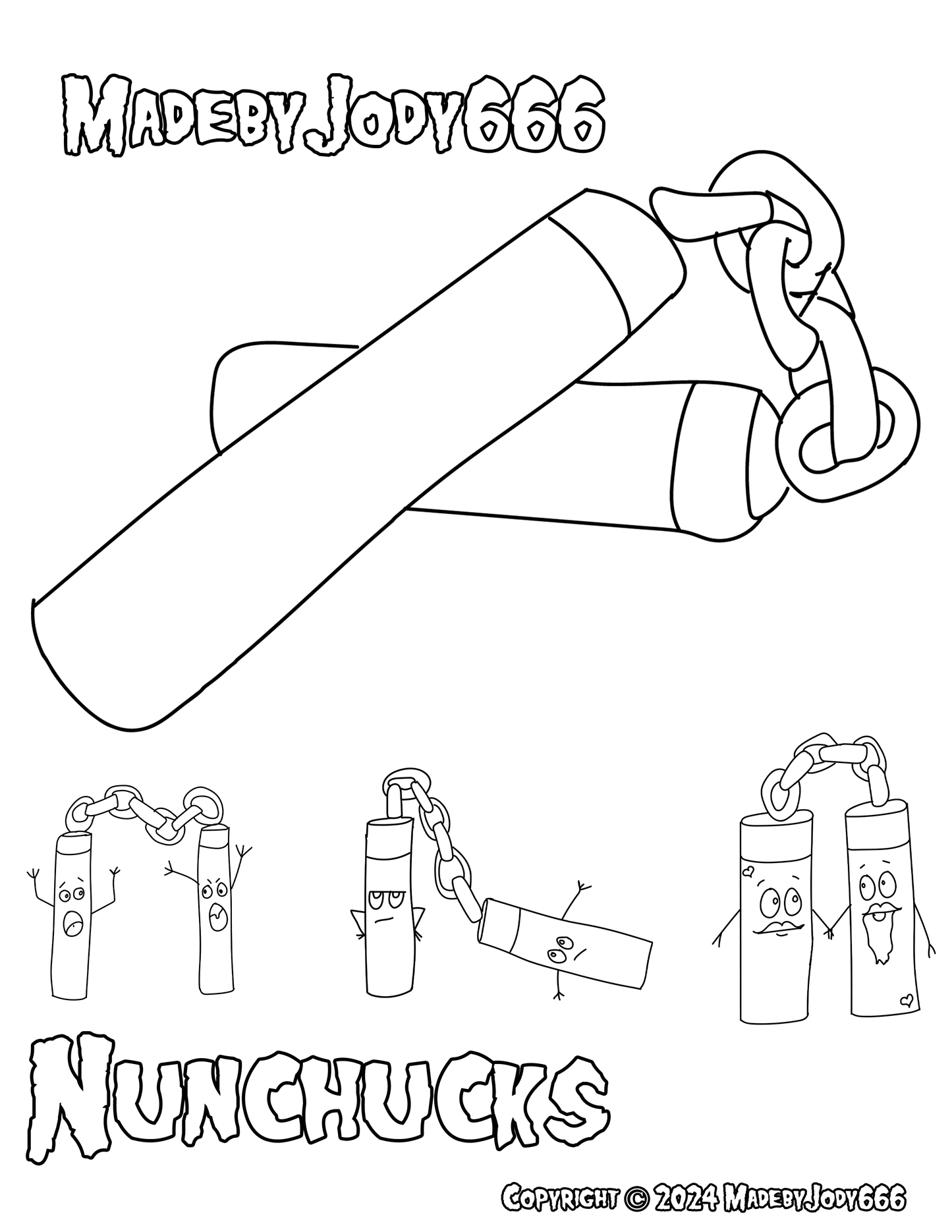 Nunchucks Crochet Pattern + Coloring Page