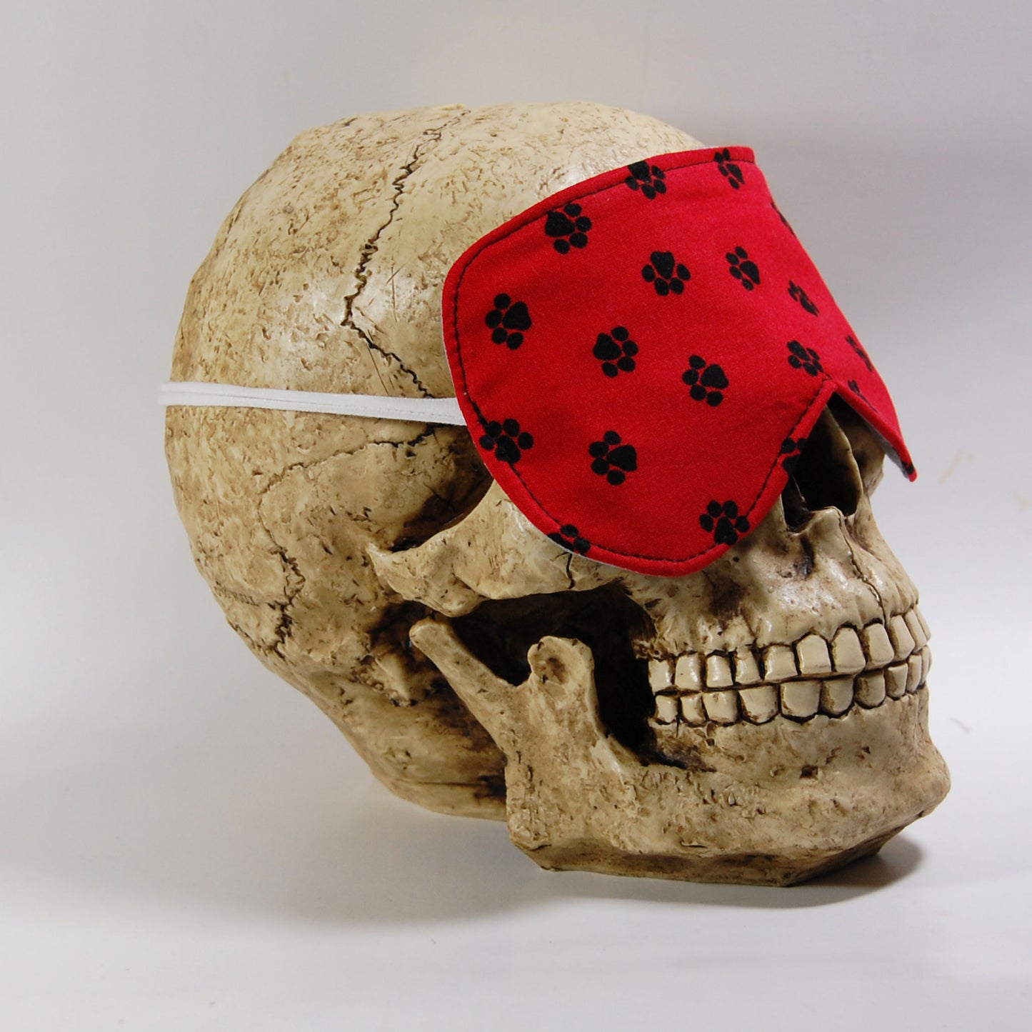 Red with Paw Prints Cotton Sleep Mask