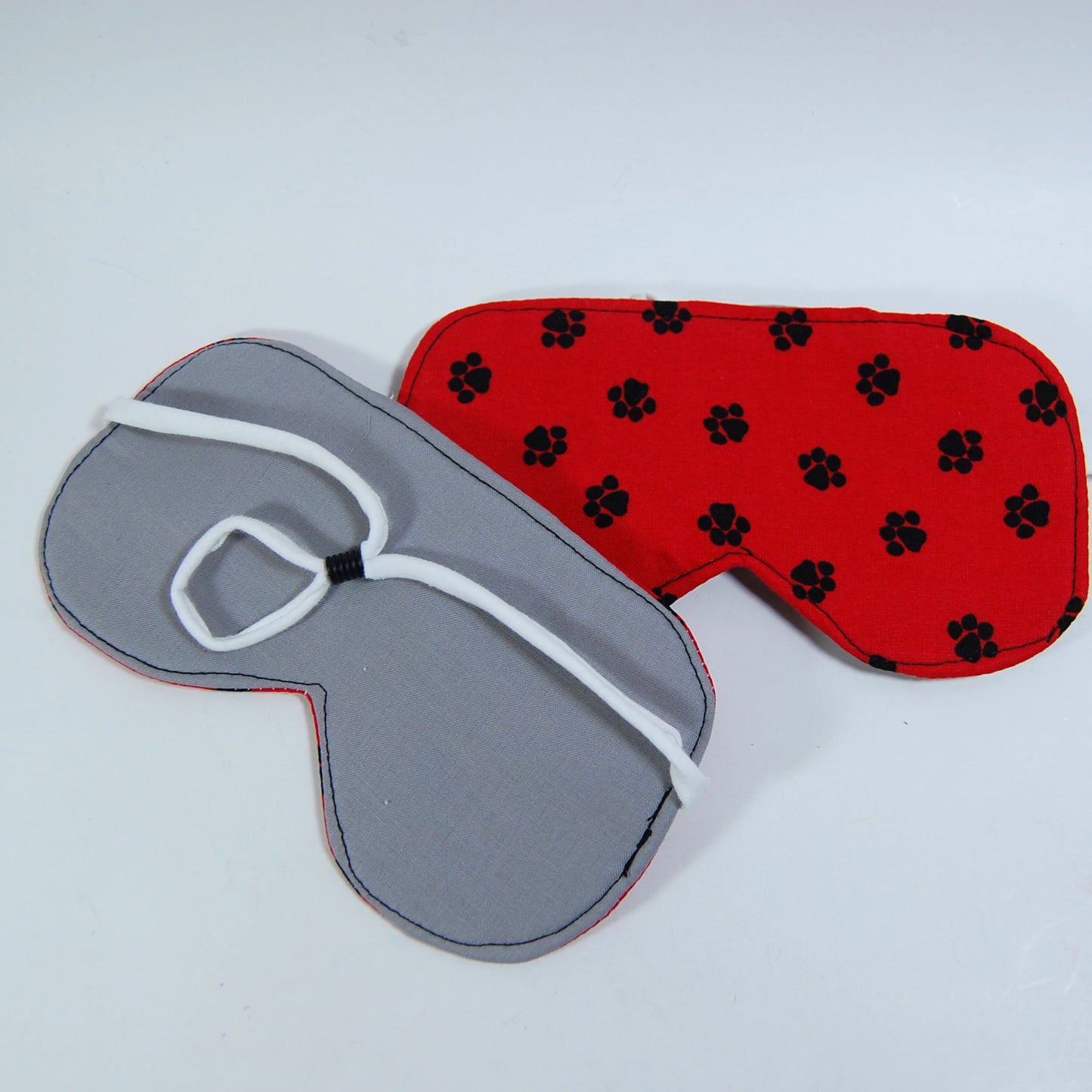 Red with Paw Prints Cotton Sleep Mask