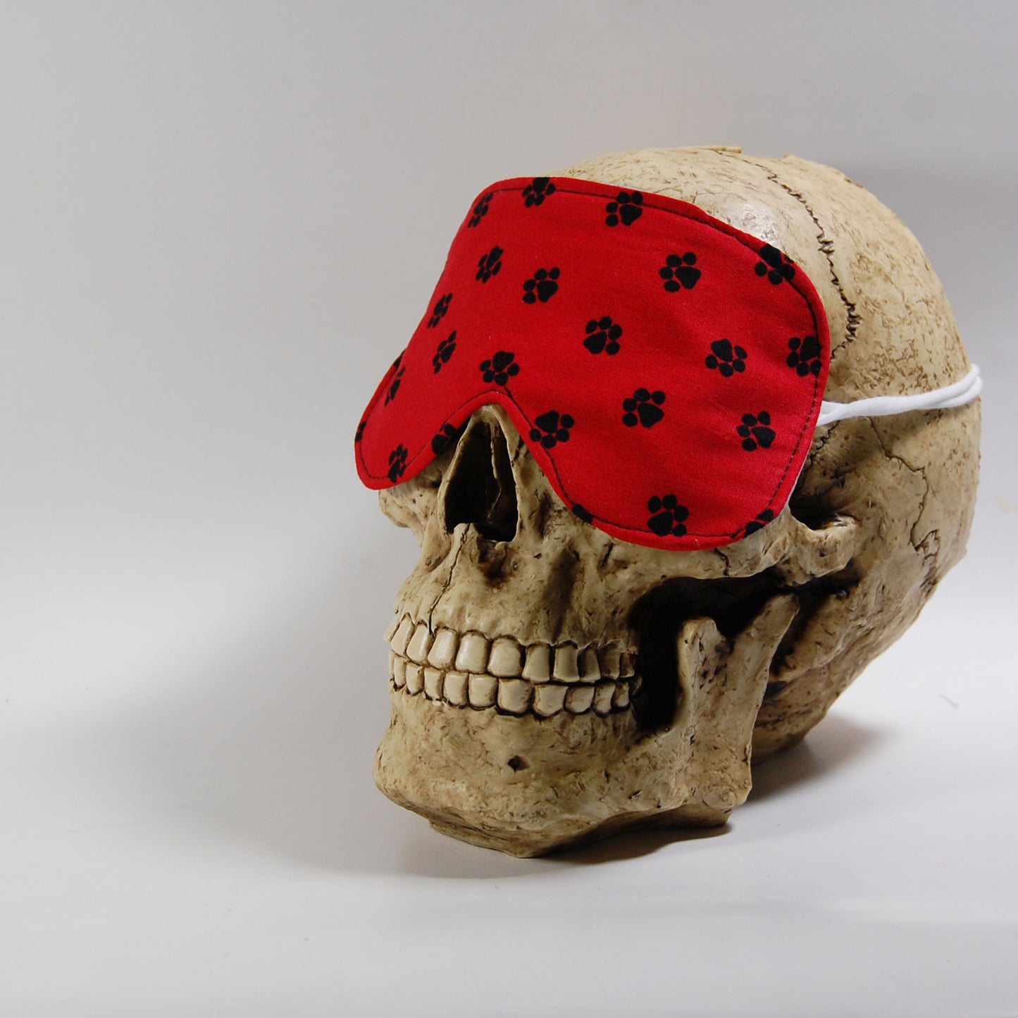 Red with Paw Prints Cotton Sleep Mask