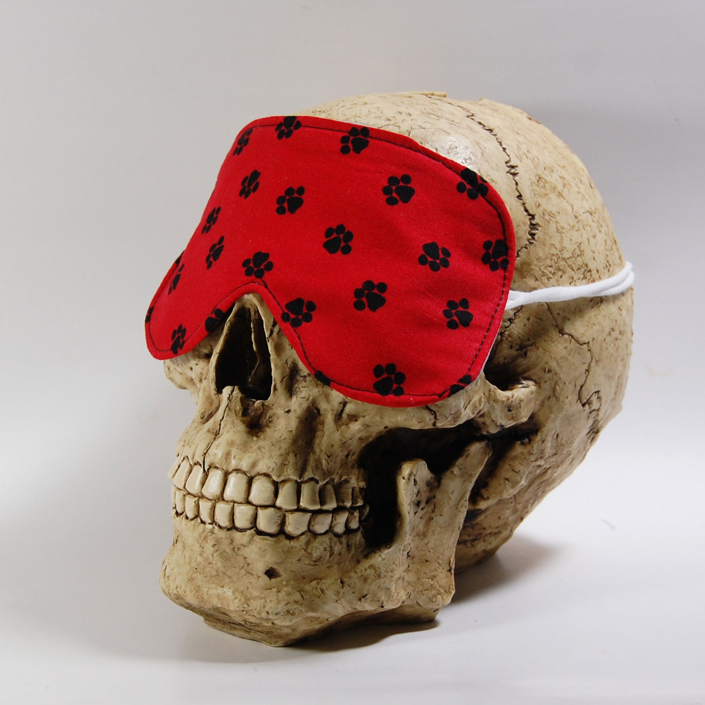 Red with Paw Prints Cotton Sleep Mask