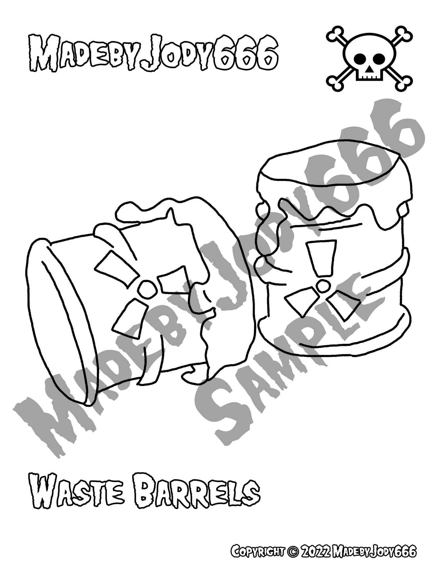 Toxic Waste Barrels Pattern + Coloring Page