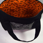 Black Spider Web Tote Bag with Zipper