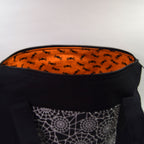 Black Spider Web Tote Bag with Zipper