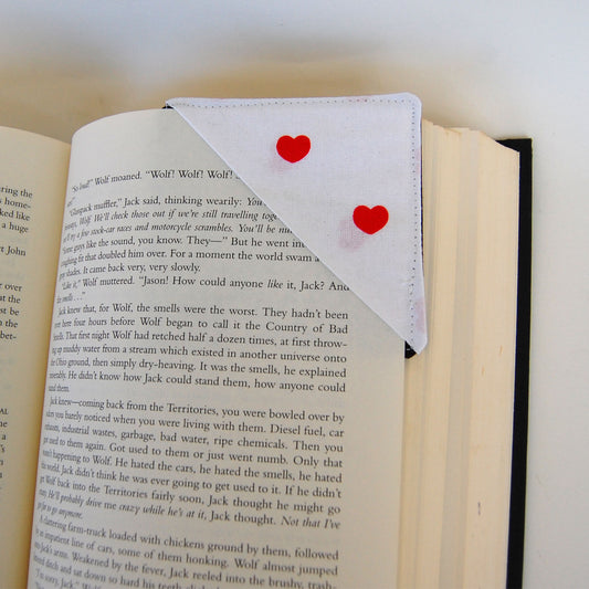 Black/White with Red Hearts Corner Bookmark