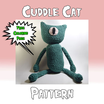 Cuddle Cat Pattern + Coloring Page