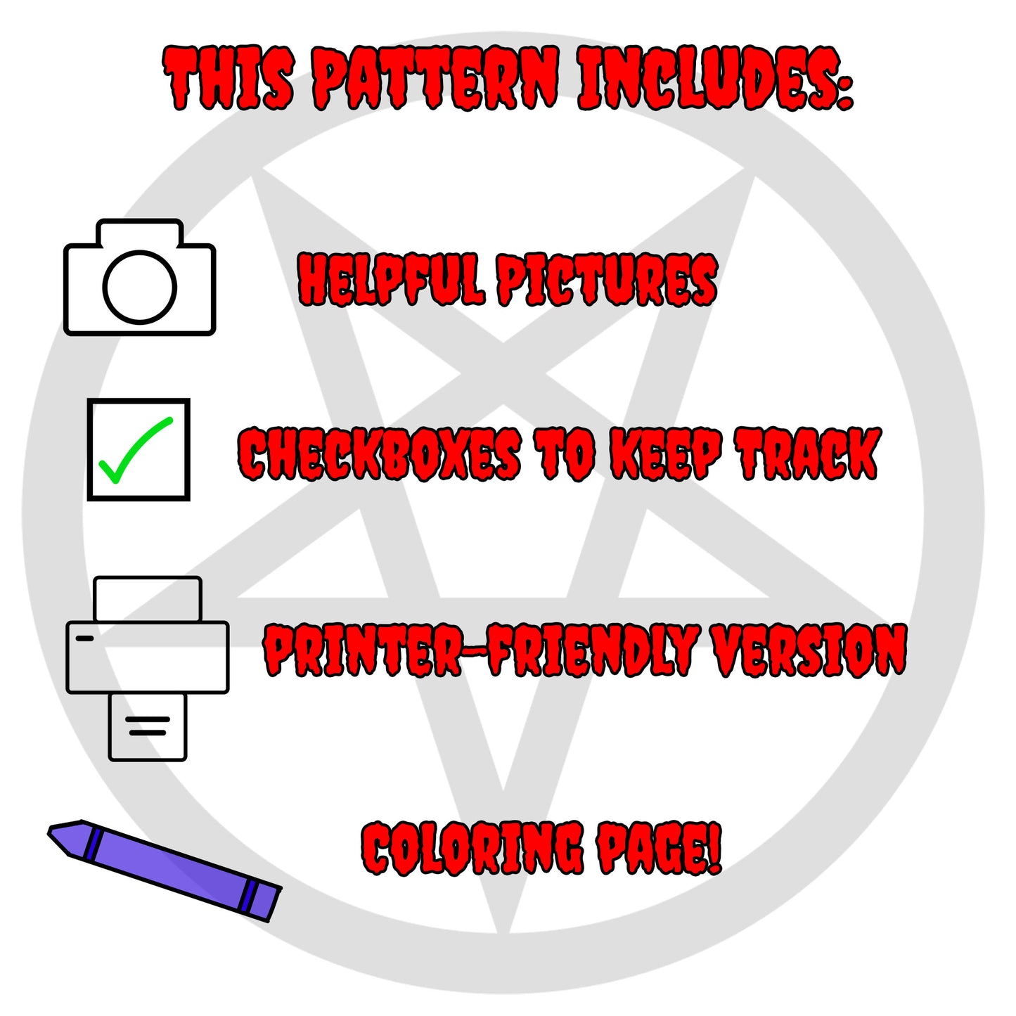 The 'Pedes Crochet Pattern + Coloring Page