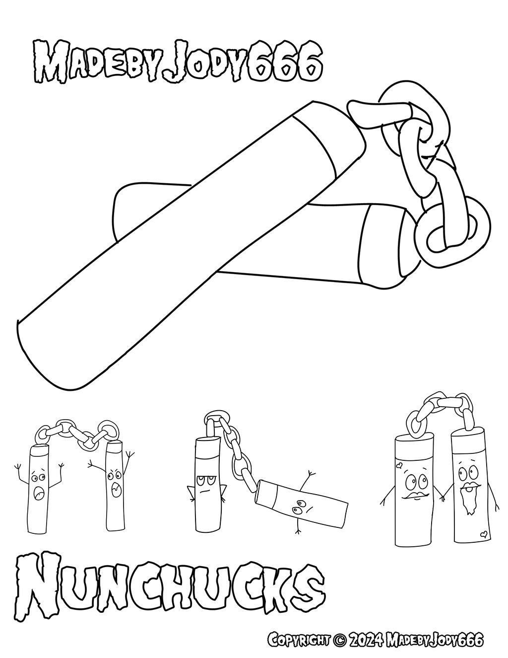 Nunchucks Crochet Pattern + Coloring Page