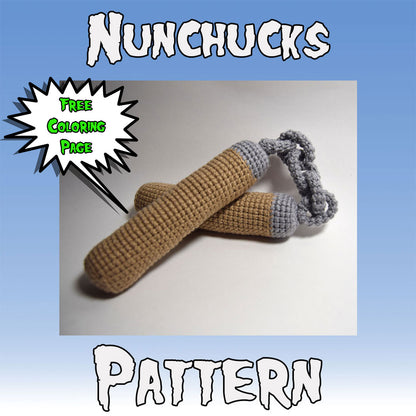 Nunchucks Crochet Pattern + Coloring Page