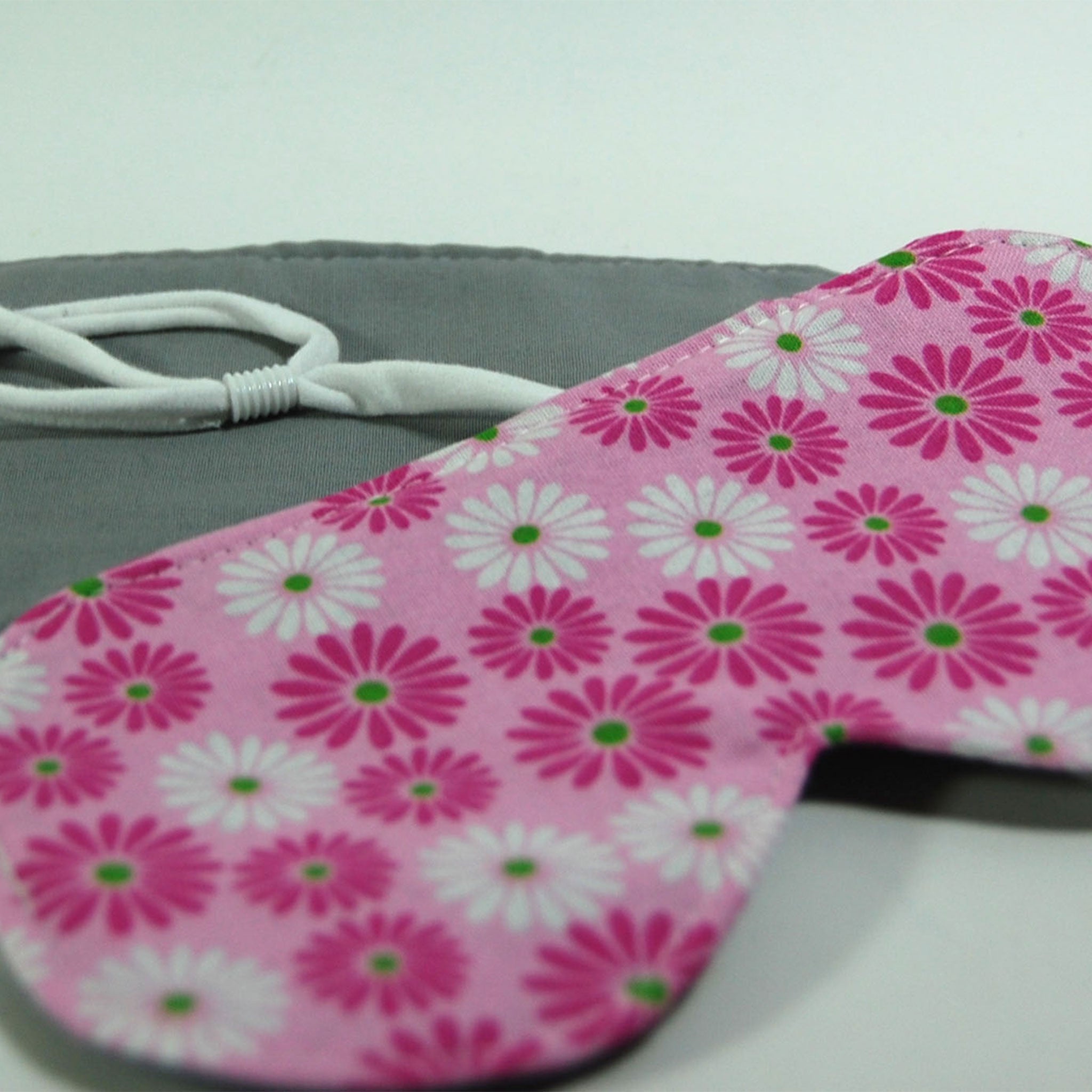 Pink Floral Eye Mask with Adjustable Strap