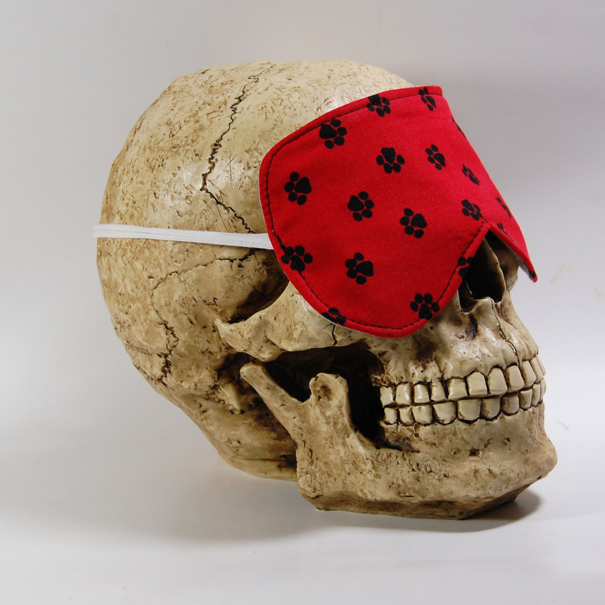 Red with Paw Prints Cotton Sleep Mask