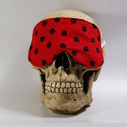 Red with Paw Prints Cotton Sleep Mask