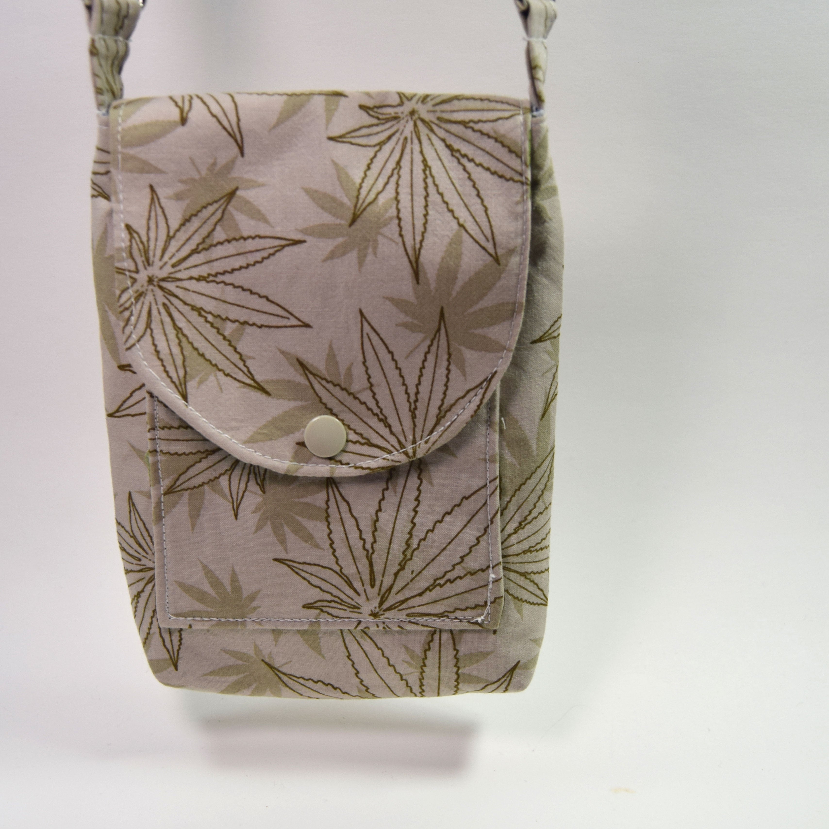 Small bag with weed leaf pattern on a white background