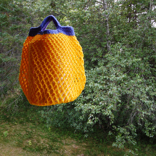 crocheted yellow market bag
