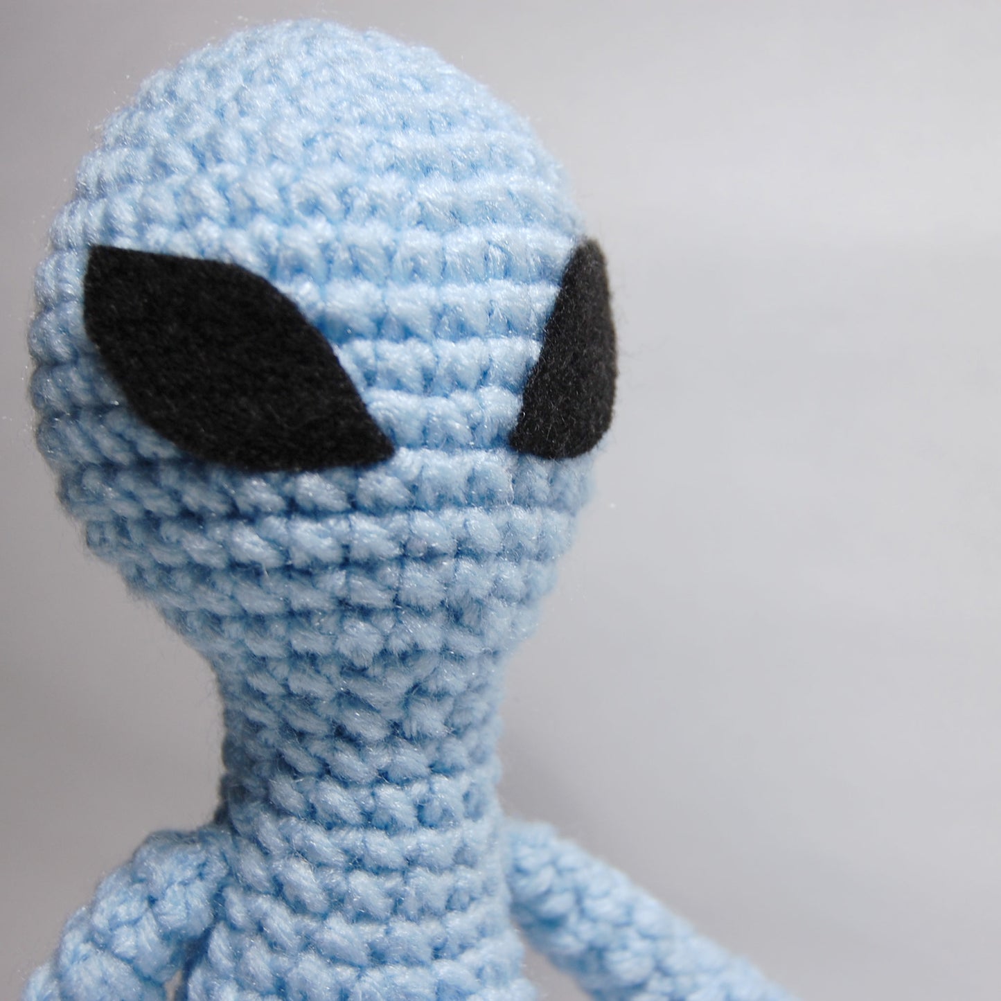 crochet alien close up