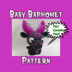 baby baphomet crochet pattern with coloring page