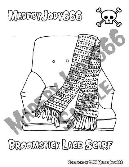Broomstick Lace Scarf Crochet Pattern + Coloring Page