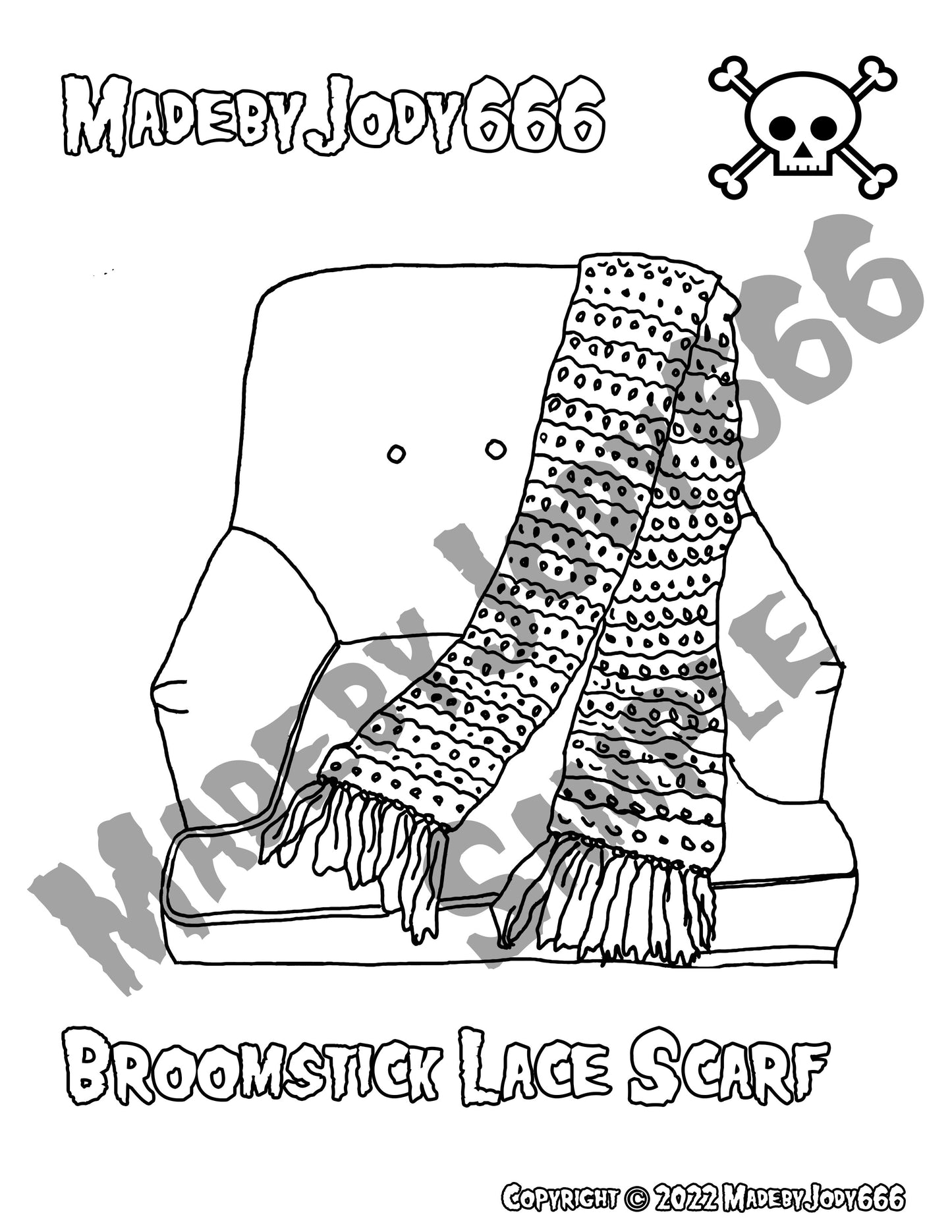 Broomstick Lace Scarf Crochet Pattern + Coloring Page