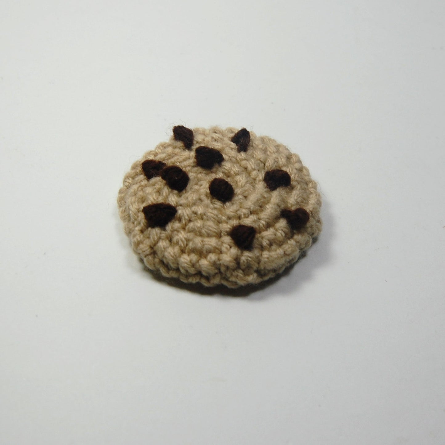 single chocolate chip crocheted cookie