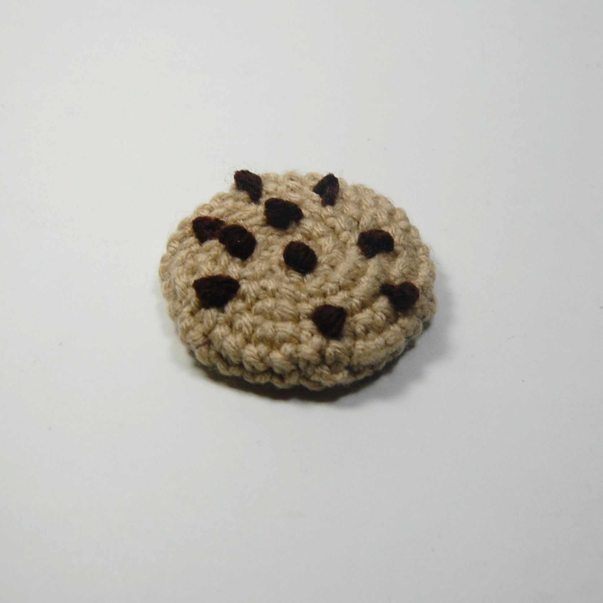 single chocolate chip crocheted cookie