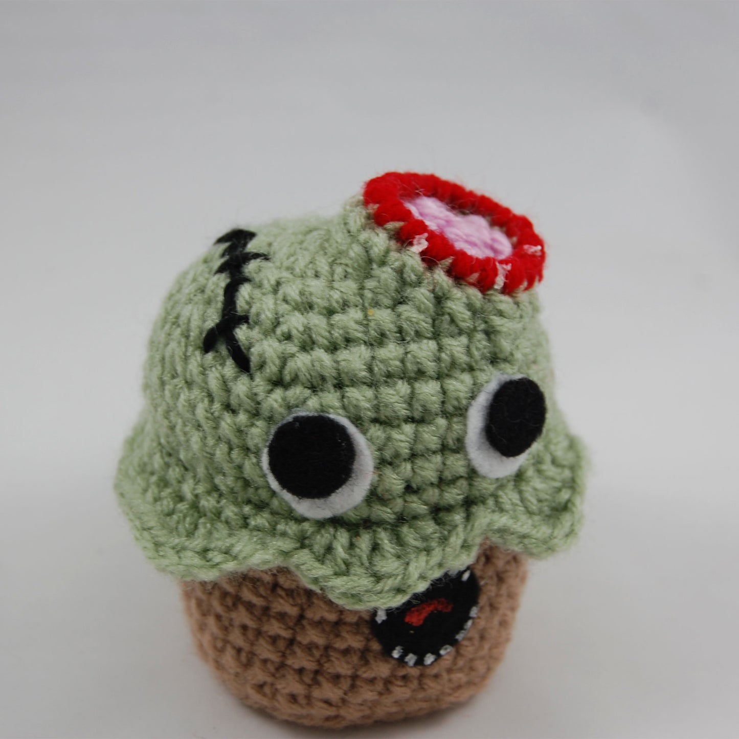 Head Bite Zombie Crochet Cupcake
