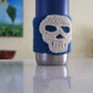 blue cup cozy with skull