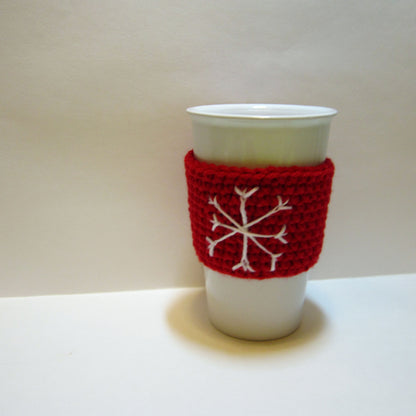 Snowflake Mug Cozy in Red