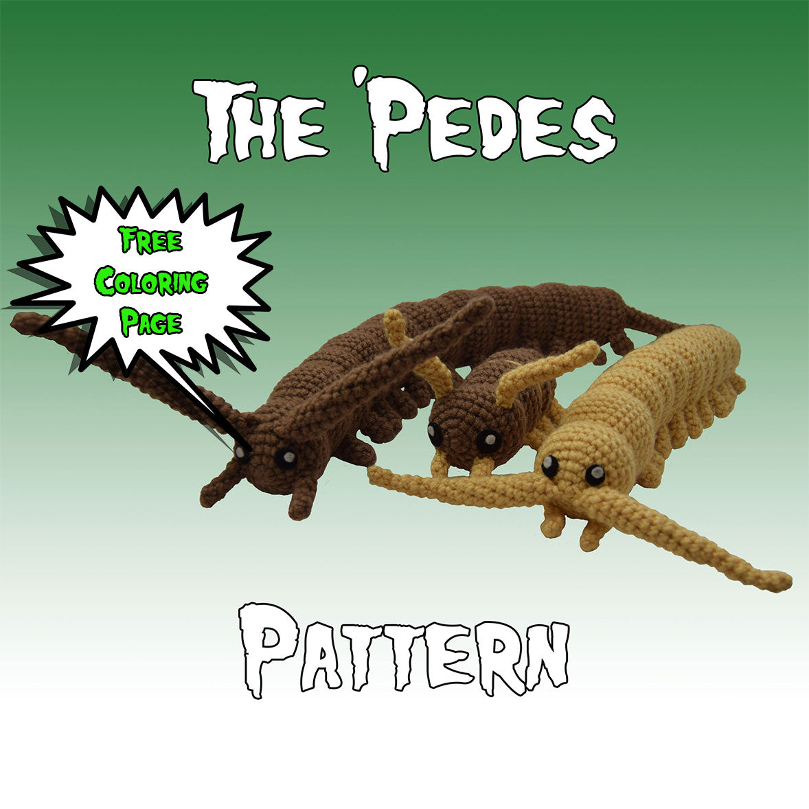 The 'Pedes Crochet Pattern + Coloring Page
