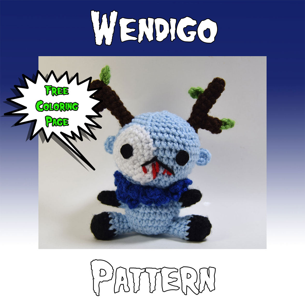 Wendigo Crochet Pattern + Coloring Page